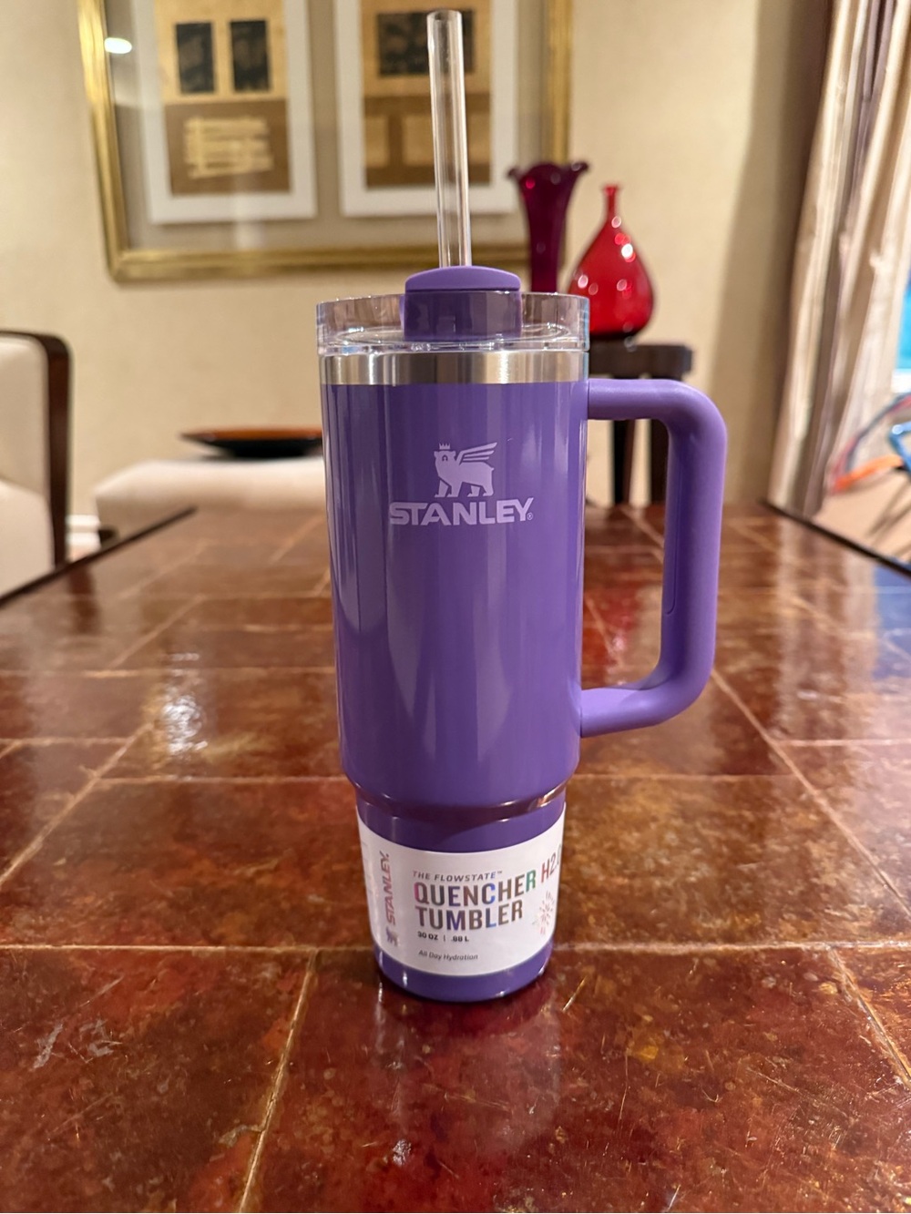 Stanley Purple Quencher H2.0 Tumbler with Handle and Straw 30oz